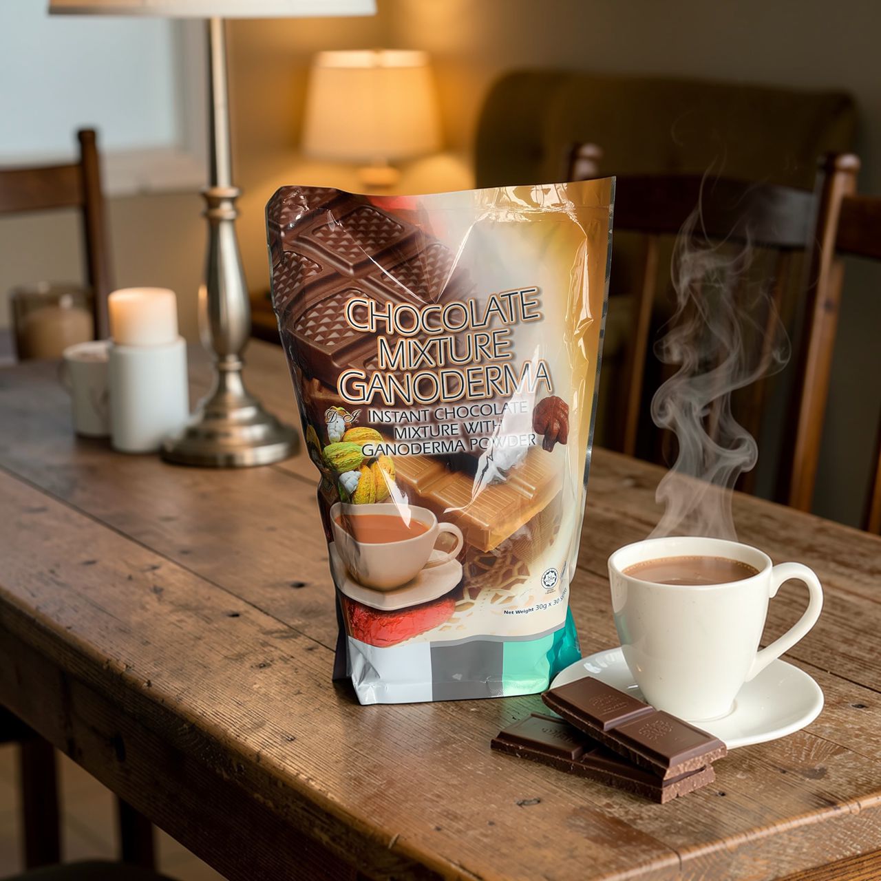 INSTANT CHOCOLATE MIXTURE WITH GANODERMA POWDER COFFEE